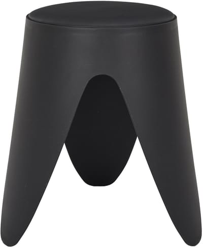 Home Deco Factory Stapelbaar zit krukje Gala - kunststof - zwart - D30 x H46 cm - extra stoelen - binnen/buiten