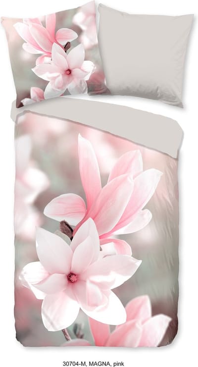 Pure dekbedovertrek magnolia bloemen - Lits jumeaux 240x200/220 cm - Roze - Microvezel
