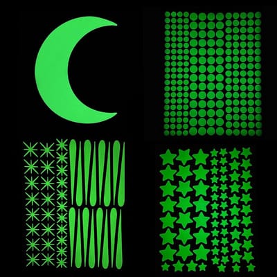 Jhubersproducts - Lichtgevende stickers - Muurstickers voor kinderen - Fluorescerend - Blauw - Sterren voor plafonddecoratie - Zelfklevend voor kinder