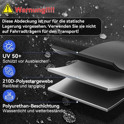 Dailygoods- Fietsgarage waterdicht - Fietshoes voor 2-3 fietsen - Dekzeil 210D polyester - UV-bescherming - Opbergtas inbegrepen - Afmetingen 208 x 112 x 100 cm
