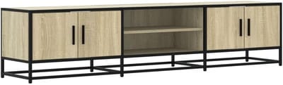 TV-meubel Urbanhome Industrial Sonoma Eiken – Televisiekast met Opbergruimte – Metalen Frame – Compact Lowboard TV-rek voor Woonkamer & Slaapkamer – 60 kg Belastbaar