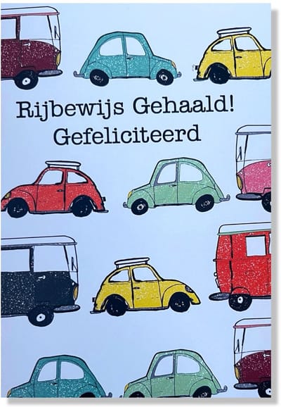 Rijbewijs Gehaald Gefeliciteerd! - Wenskaart - 12x17cm - Gevouwen kaart inclusief envelop - Geslaagd