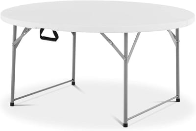 Ronde klaptafel - Feesttafel buiten - Buiten eten - Ruimtebesparend ontwerp - 150 cm diameter - Wit