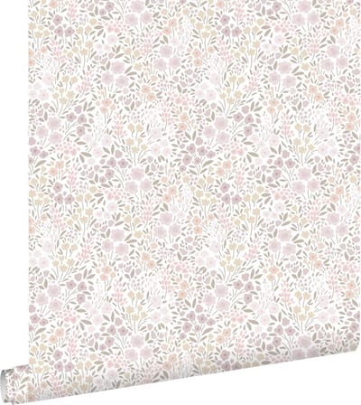 ESTAhome behang bloemetjes lila roze - 53 cm x 10.05 m - 139531