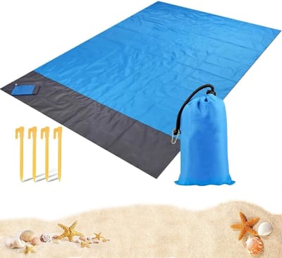 Famanu – Waterdichte picknickdeken, ultralicht en sneldrogend, zandvrij, met 4 haringen, voor strand, camping en picknick