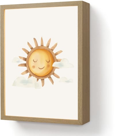Wandlamp 30x40 cm - Oplaadbaar - Zon - Wolken - Pastel kleuren - Wandlampen binnen woonkamer - Slaapkamer lamp - Decoratieve nachtlamp - Vloerlamp draadloos