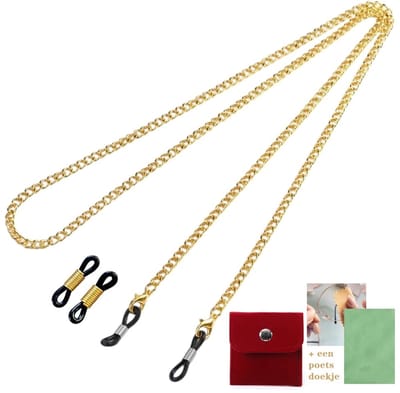 Brillenkoord metallic Goud geel- Zonne- Brillenkoorden RVS Unisex- Youhomy accessoires Brillenkoord| Chain glasses accessoires| Leesbril| Zonnebril| Vakantie