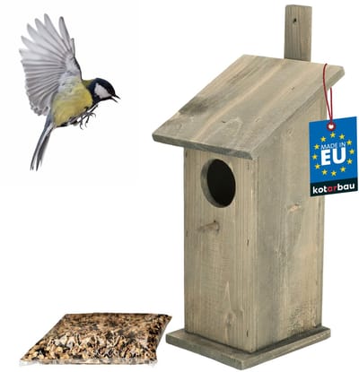 KOTARBAU® Nestkast voor Vogels, Hout, 35x13,5 cm, Groen, Voederhuis, Vogelhuisje, Nestkastje, Vogelvoer 0.5 kg, Voor Mezen Staren Futterstelle