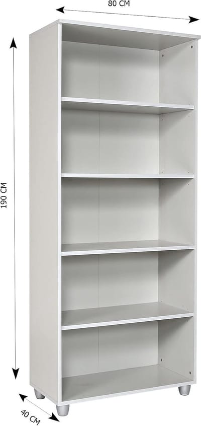 Archiefkast met Verstelbare Planken – Casa Velluto OfficePro 190 cm Hoge Open Boekenkast – Kantoorkast voor Ordners en Documenten – Houten Opbergkast Grijs Saffier Eiken – 80x40x190 cm