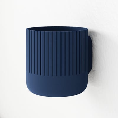 Fleuriek - Bloempot voor aan de muur Blauw - Japandi hangpot binnen voor plantenwand, Decoratieve plantenhangers - Kunststof plantenpot voor aan de wand - D12 cm