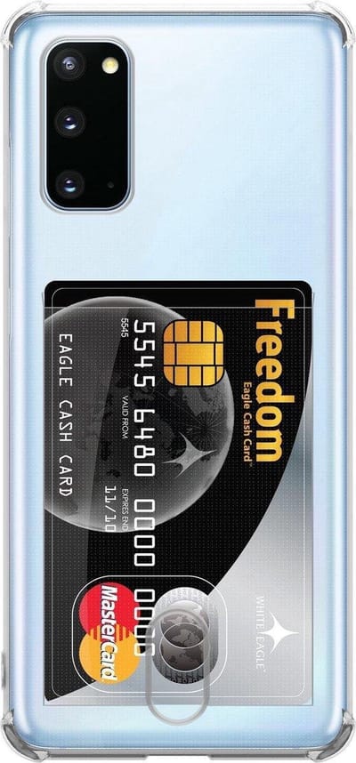 Geschikt voor Samsung Galaxy S20 Plus Card Backcover | Transparant | Soft TPU | Shockproof | Pasjeshouder | Wallet
