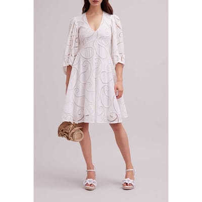 Anne Fontaine Estival White Maat: 36 | Midi Jurken Outlet | Dames | Wit