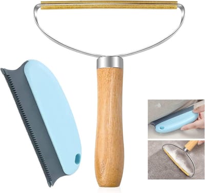 Famanu – Draagbare pluisverwijderaar – Tapijtschraper en borstel in één – Handmatig gereedschap voor het verwijderen van haren en pluis