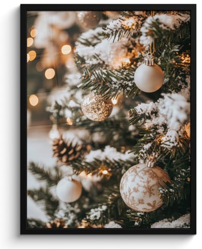 Poster in lijst - Fotolijst 50x70 cm - Posters - Kerst - Kerstboom - Winter - Binnen - Sneeuw - Posterlijst zwart - Decoratie - Wanddecoratie woonkamer - Muurdecoratie slaapkamer - Kerstversiering - Kerstdecoratie voor binnen - Kerstmis