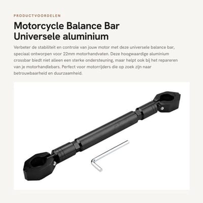 Shopcentral - Motorcycle Balance Bar - Universele aluminium crossbar - Zwart
