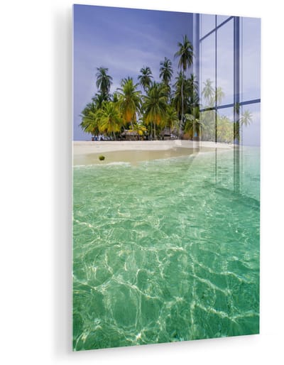 ® Glasschilderij 120x180 cm - Schilderij acrylglas - Tropisch eiland van de San Blas-eilanden in Panama - Foto op glas - Muurdecoratie woonkamer - Wanddecoratie slaapkamer - Schilderijen