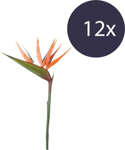 Emerald - Kunstbloem Paradijsvogelbloem 90cm oranje - Set van 12 - Kunstplant voor binnen