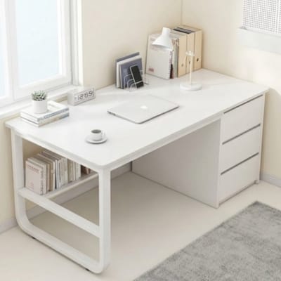 Hoekbureau 100x48x75 cm met Boekenkast - 100x48x75 cm - Boekenkast Laden – Compact Computerbureau - Medahomestore