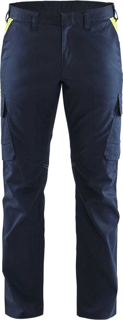 Blaklader Industrie werkbroek stretch 1444-1832 - Donker marineblauw/High Vis Geel - C144