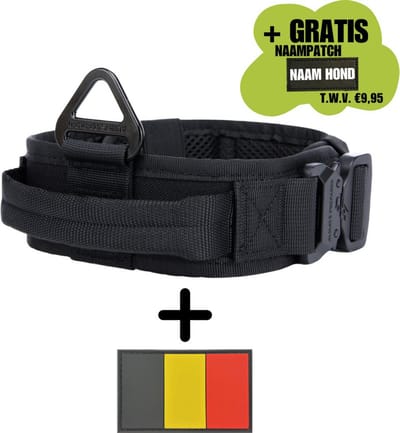 Always Prepared® Combi-Deal – Hondenhalsband + Belgische Vlag Patch – One Size – Stevig, Verstelbaar & Uniek – Voor Middelgrote en Grote Honden