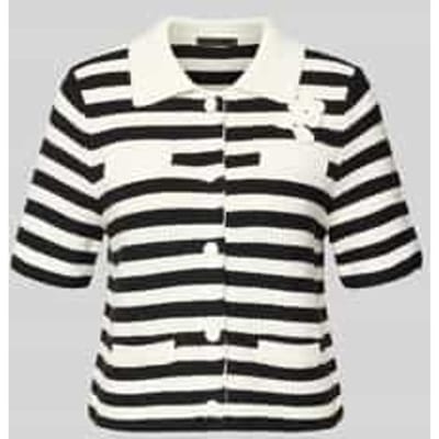 Gebreid jack met florale applicatie en 1/2-mouwen