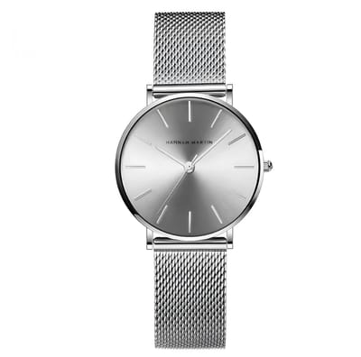 Hannah Martin Elegante Horloge | Zilverkleurig | Zilverkleurig Wijzerplaat | Borasi | Dames Horloges | Heren Horloges | Best Verkochte Horloges | Leuke Cadeau |
