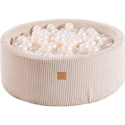 Ronde ballenbak met 200 parelballen, 90x30cm - Fluweel Ecru