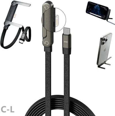 Namajunas - USB C Kabel - 2-in-1 Oplaadkabel USB C - Kabel USB C naar Lightning - Snellader - 1.5 Meter - Gevlochten - Met Geïntegreerde Inklapbare Telefoonstandaard - Geschikt voor iPhone/iPad/Airpods - Geschikt voor Gamen & Video's kijken