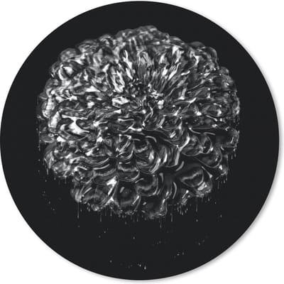 Muismat rond 20x20 cm - Mousepad Bloemen - Bladeren - Zwart - Wit - Ronde muismatten