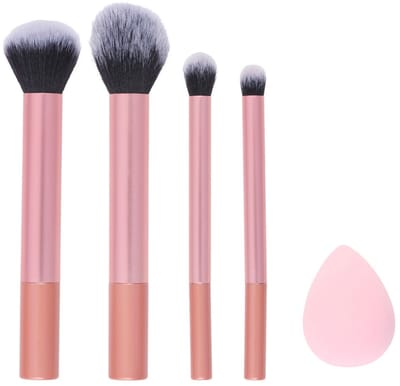 Mexx Make Up Kwasten Set - Beauty Blender en Foundation Kwast - Make Up Borstels voor Poeder wn Ogen - Kwastenset met Sponsje en Wenkbrauw Borstel - Roze