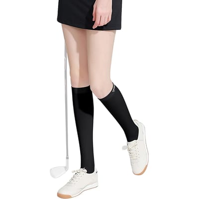 1 Paar Beenhoezen Dames IJzige Been Sokken Zonbescherming Koel Golfkousen Short Type zwart
