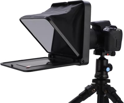 Teleprompter voor Smartphone en Camera - Draagbare Teleprompter - Afstandsbediening - Opvouwbaar - 49mm Adapterring - Geschikt voor SLR-camera - Zwart.