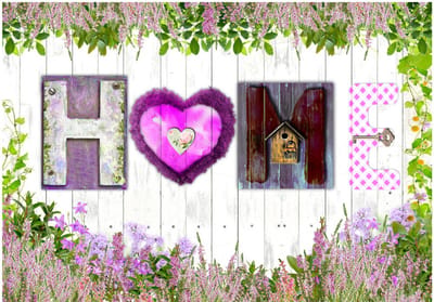 Fotobehangkoning - Behang - Vliesbehang - Fotobehang - Heather seclusion - Home - Houten Planken - Bloemen - 400 x 280 cm