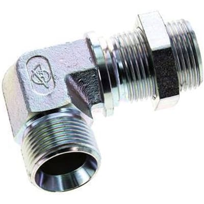90° L-Koppeling G1'' Schotdoorvoer Hogedruk Staal  60° Conus 225bar Hydrauliek