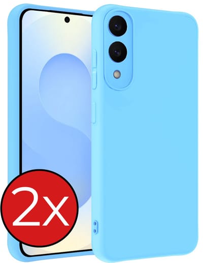 Hoesje - 2 Stuks - Geschikt voor Samsung Galaxy S25 Edge - Sterk & Shockproof - Telefoonhoes - Back Cover - Case Siliconen - Telefoon Hoes - Lichtblauw