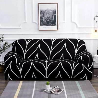 Meerpersoons bankhoes set Alles inclusief Stofdichte set Kussensloop Huishoudelijk Elastisch Antislip Bankhoes Mode Print Design 90-140cm 1-Seater white