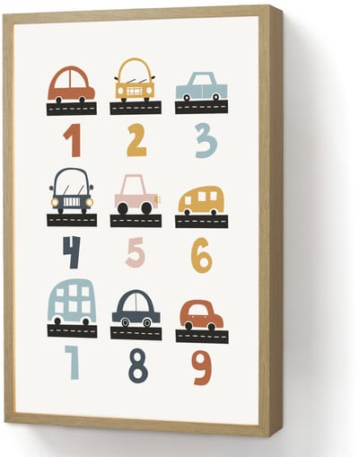 Nachtlampje 40x60 cm - Kinder lamp - Getallen - Educatief - Leren tellen - Cijfers oefenen voor kinderen - Auto's - Voertuigen - Tafellamp kinderkamer draadloos - Slaapkamer lampje - Bedlamp kinderen - Kinderlampje - Wandlamp babykamer - Nachtlampjes