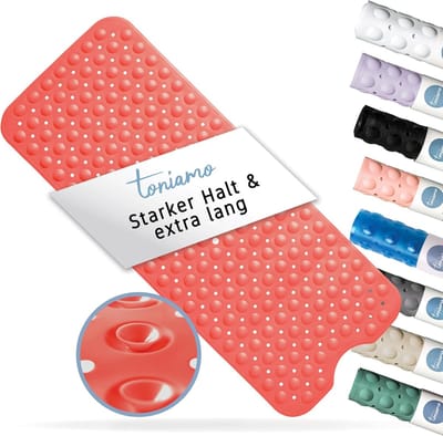Antislip Badmat 100 x 40 cm - Extra Lange Badmat voor Badkuip - Antibacterieel en Machinewasbaar