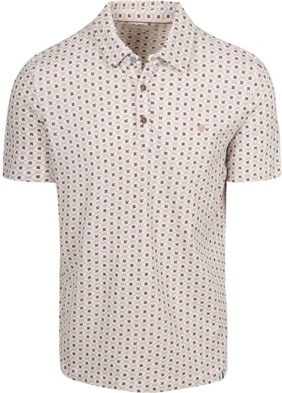 R2 Amsterdam Polo Print Beige - Maat M - Heren