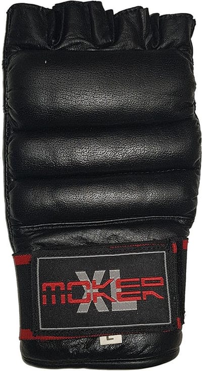 Moker MMA handschoenen Leer - Zwart (Beschikbaar in verschillende maten)