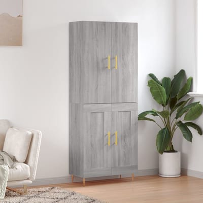 vidaXL - Hoge - kast - 69,5x34x180 - cm - bewerkt - hout - grijs - sonoma - eikenkleurig