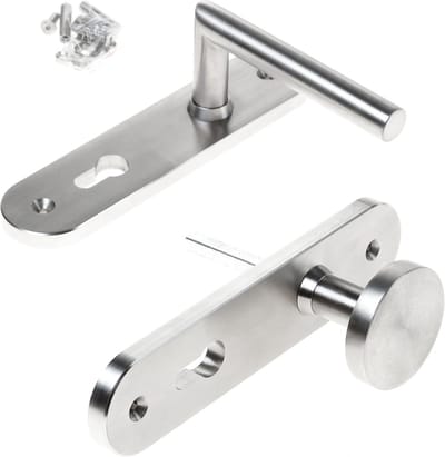 Knop-/krukgarnituur roestvaststaal massief hks-model afgerond PC72