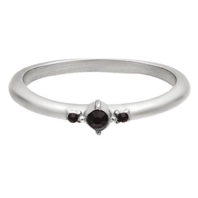 Yehwang Ring Zirkoonsteentjes zilver zwart maat 16