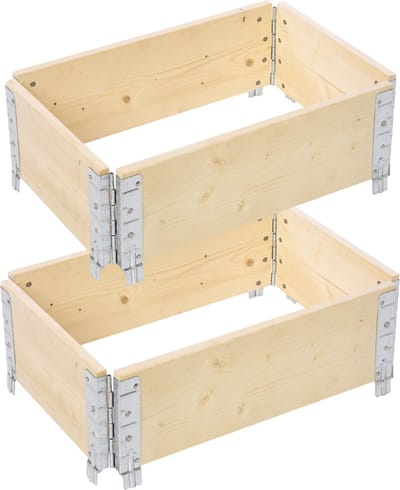 Garronda Kweekbak Palletrand 2-Pack 60x40x20 cm - Natuurlijk - Bloemen - Kruiden - Palletframe - Natuurlijke Verhoogde Bloembedden - GD-BUD-PAL