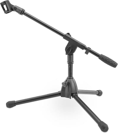 Lage Microfoonstandaard met Giek Zwart voor Basdrum en Versterker