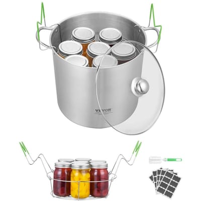 Marmite de conserve avec grille et couvercle en verre 21 pintes Acier inoxydable Stérilisateur à bain-marie
