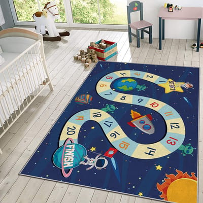 Vloerkleed Kinderkamer - Speelkleed Baby - Speelmat - Speeltapijt - Tapijt voor Kinderkamer - 150*80 cm - Ruimtebaan