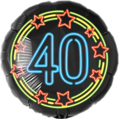 Folieballon - 40 jaar - Neon - 46cm - Zonder vulling
