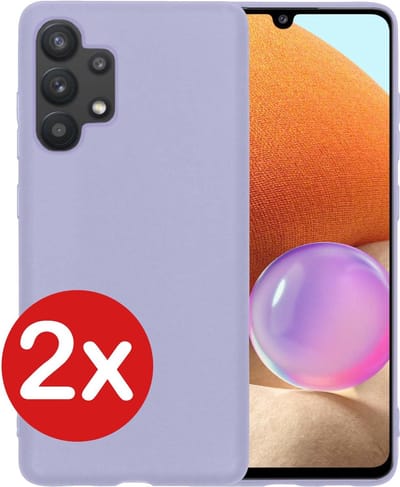 Hoesje - 2 Stuks - Geschikt voor Samsung Galaxy A32 4G - Sterk & Shockproof - Telefoonhoes - Back Cover - Case Siliconen - Telefoon Hoes - Lila