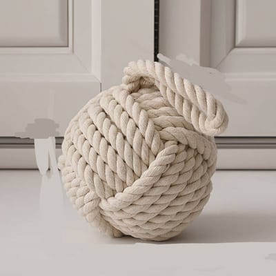 OUTARO-Beige Nautische Touwknoop Deurstop – Decoratieve & Functionele Deurstopper – Kuststijl voor Huis & Kantoor